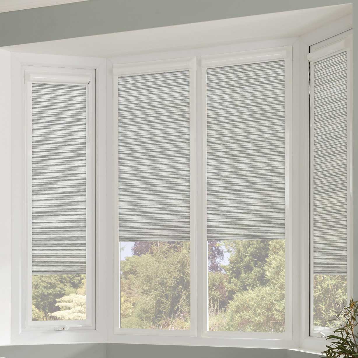 Green, grey and white stripe Perfect Fit Blinds