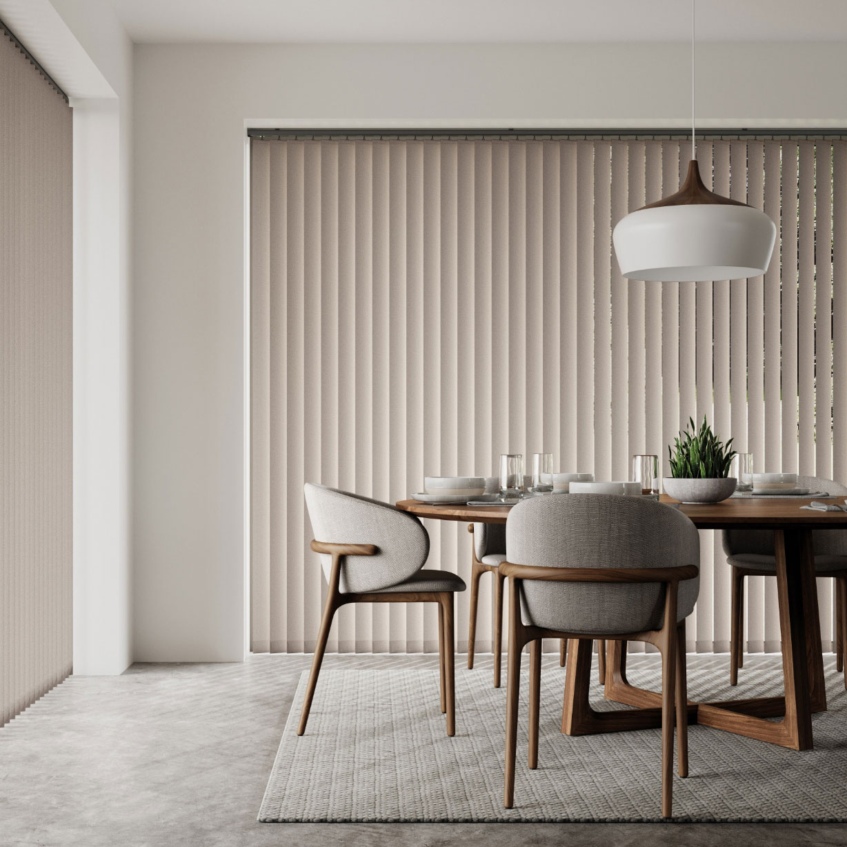 Cream Vertical Blinds in dining room